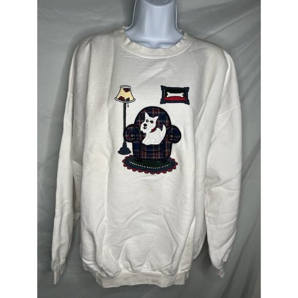 Northern Reflections Sweatshirt Scottie Dog Armchair Appliques Sz L 90s USA - Picture 1 of 9